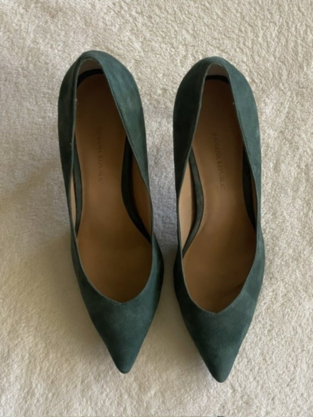 Banana Republic Emerald Green Suede Pointed Toe Stiletto Pumps Heels 8.5M